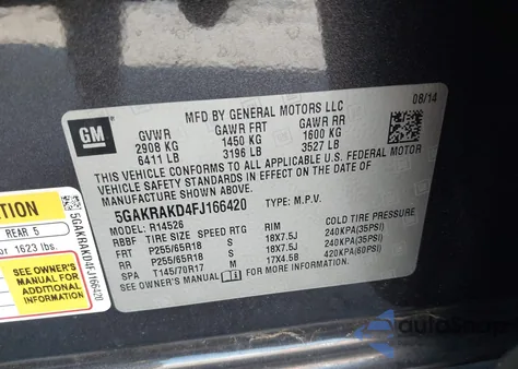 2015 Buick Enclave from USA, damaged, VIN 5GAKRAKD4FJ166420